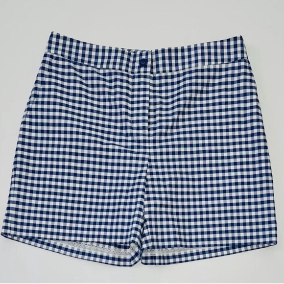 J. Mclaughlin Gingham Shorts 2 Blue White Stretch - Picture 5 of 6